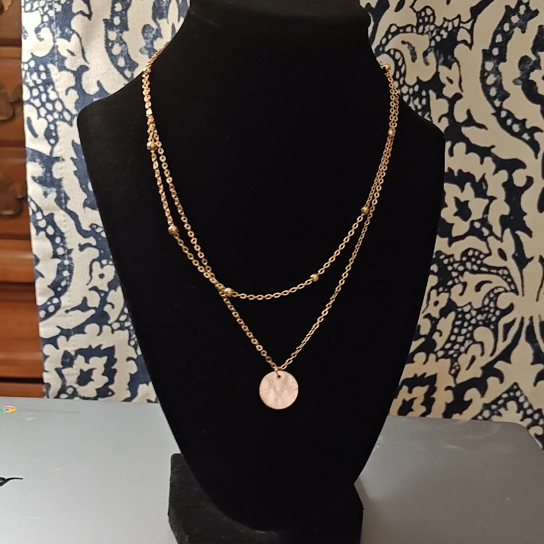 Layered Gold Disc Pendant Necklace - Women Jewelry